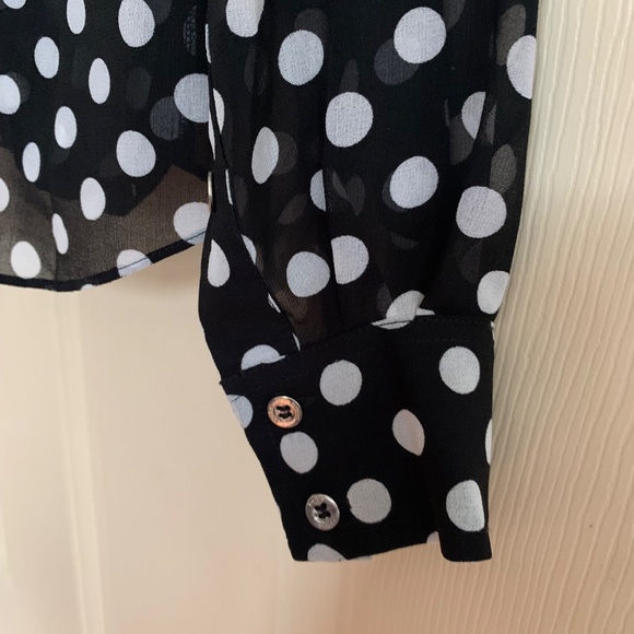 Bebe Black/White Polka Dot Blouson Blouse sz S - Picture 5 of 7